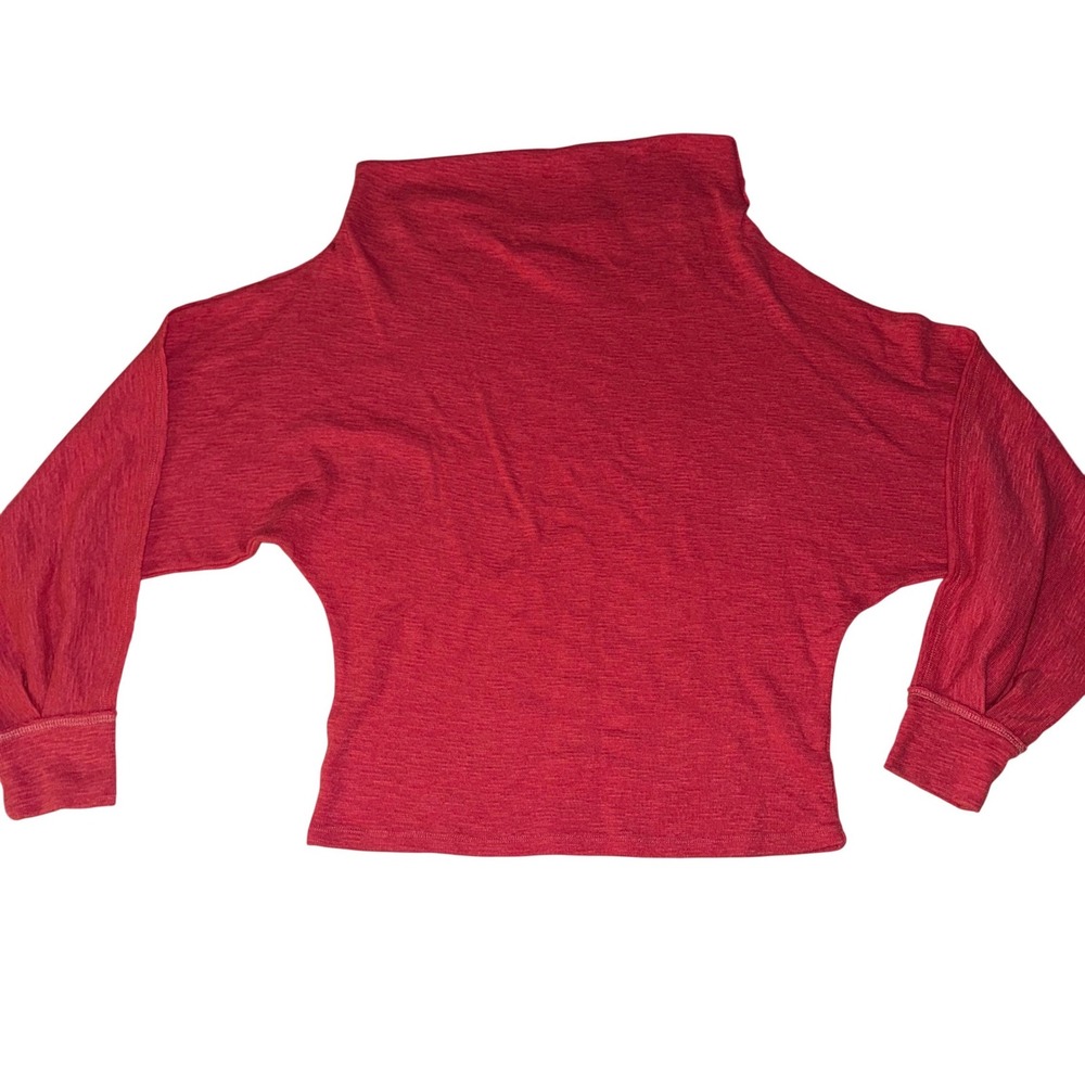 WE THE FREE Red Textured Cowl Neck Dolman Sleeve Cropped Sweatshirt Large